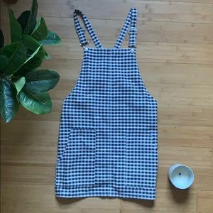 Topshop MOTO Gingham Pinafore Dress